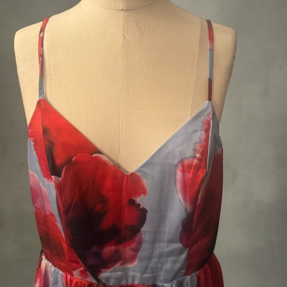 Boston Proper Watercolor Floral Tiered Maxi Gown Size 10 - Picture 7 of 9